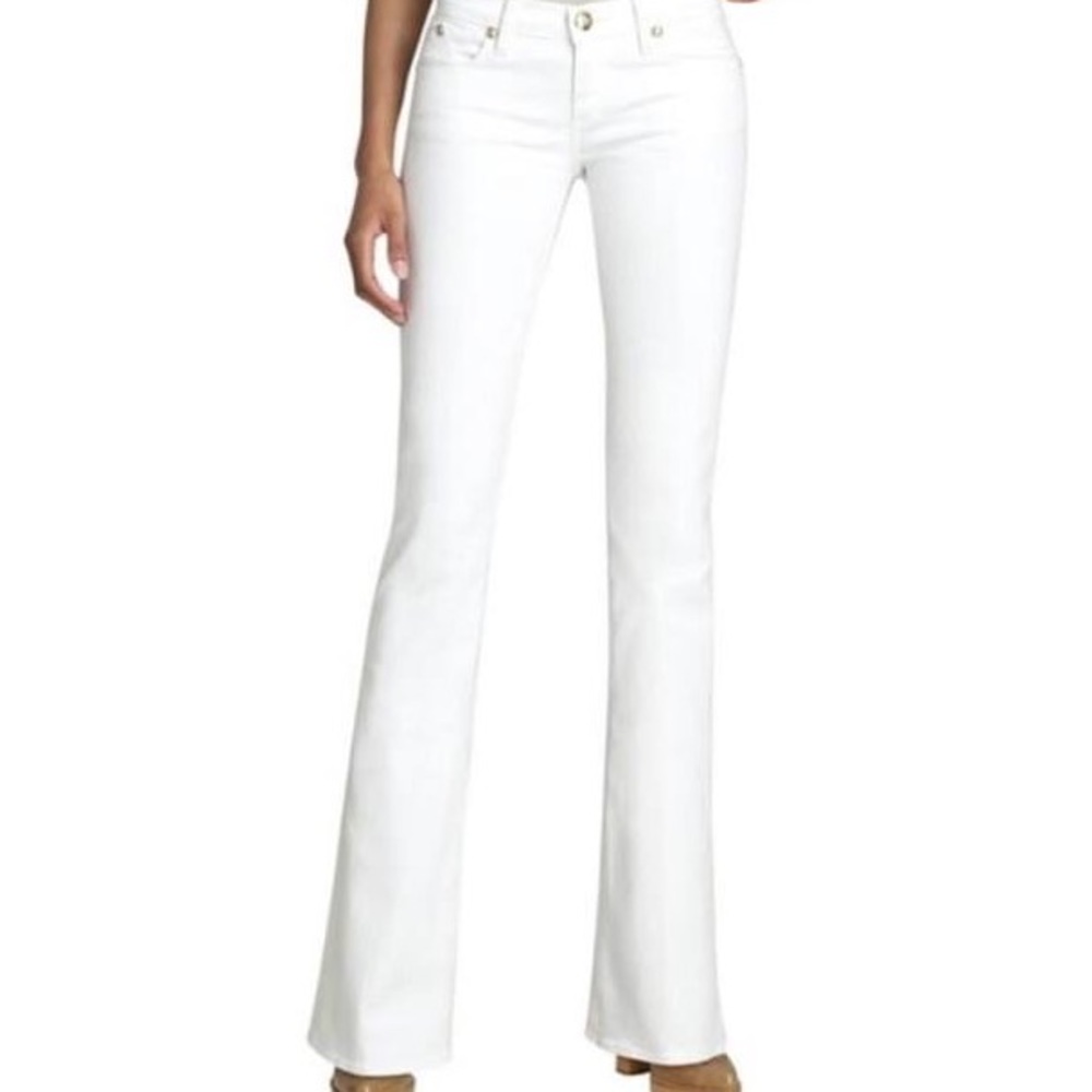 LEi Y2K White Bootcut Jeans Tan stitch Detail sz 9 / 29 white ribbed
